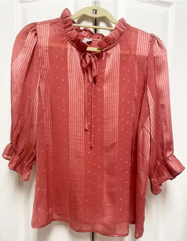 Terracotta-Peach 2-piece Blouse & Skirt Set, sz. L in Women's - Dresses & Skirts in Delta/Surrey/Langley - Image 4