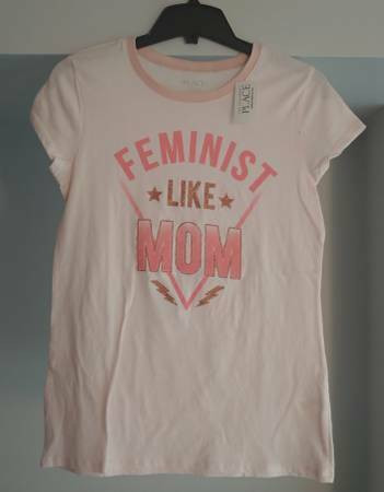 "Feminist Like Mom" Young Girls Size XL T-Shirt - New With Tags in Kids & Youth in Burnaby/New Westminster