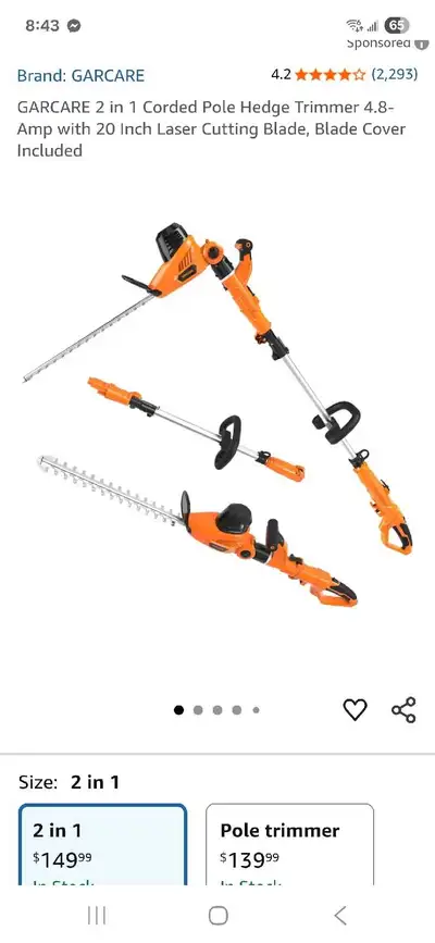  Pole Hedge Trimmer. New, View more