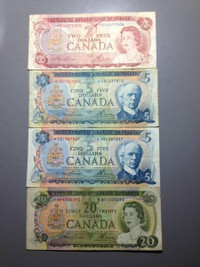 monnaie de collecion 4 billets Canadiens avec  ASTERISK  # 7