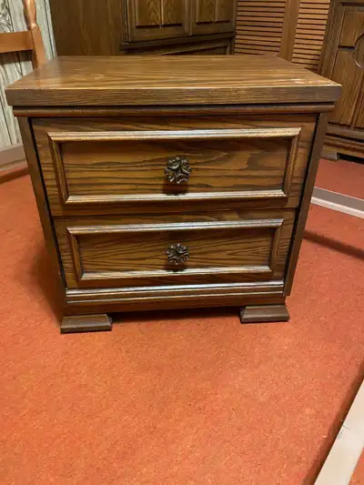 Vintage Oak Veneer Nightstand, View more