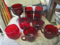 1950s RUBY RED CAPE COD GLASSES MUGS CUPS BOWLS $5.00 EA.
