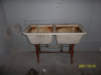 USED CAST IRON DOUBLE SINK