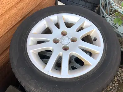These are Honda Civic wheels and tires, size 195/65R15, in used condition and ready to roll! Perfect...
