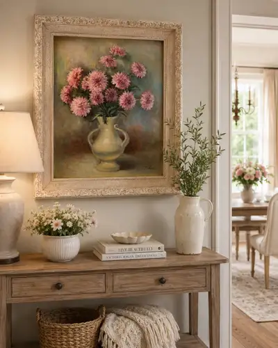 lovely vintage oil painting , View more