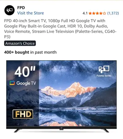 40” Smart TV, View more