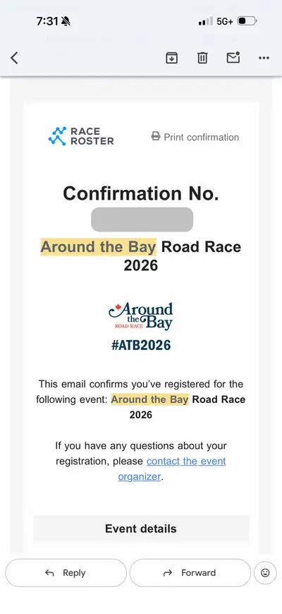 Around The Bay 15K race bib, View more