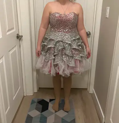 Betsey Johnson sequin dress. Silver tulle with red lining. $200 OBO. Worn once. Perfect for grad, co...