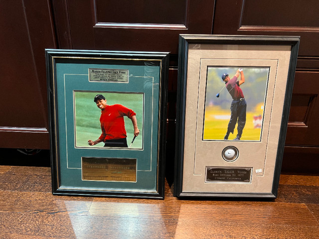 2 FRAMED TIGER WOODS PHOTOS ACTUAL  NIKE GOLF BALL/1997 MASTERS in Arts & Collectibles in Mississauga / Peel Region