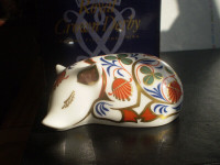 Royal Crown Derby Figurine - " Sleeping Piglet " - Paperweight -