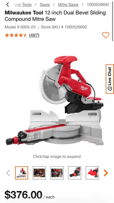 New Sealed in Box Milwaukee 12-inch Dual Bevel Sliding Compound Mitre Saw (Model 6955-20) is a heavy...