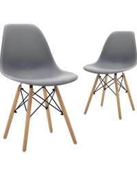 NEW 2 Modern Mid-Century Dining Chair - Grey