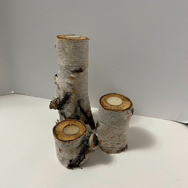 Birch bark candle holders set of 3 cottage cabin decor in Home Décor & Accents in St. Catharines - Image 2