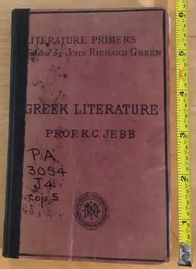 Primer of Greek Literature, by R. C Jebb, copyright 1877, RARE, View more