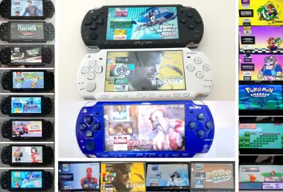 64GB Sony PSP Playstation Portable 2000 Slim Hacked Modded custom firmware jailbroken 100+ PSP Games...