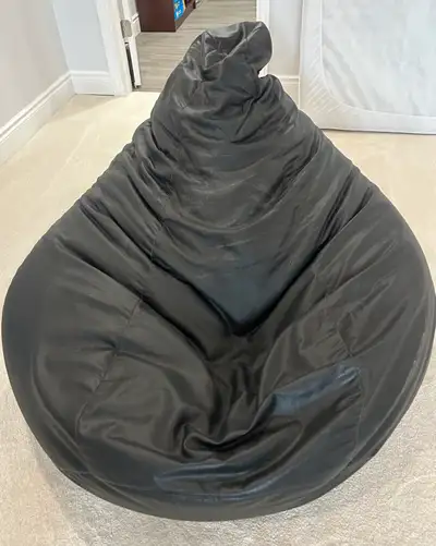 Black Faux Leather Bean Bag Chair, View more