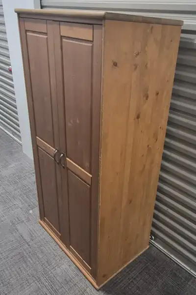 Solid Pine Wood Wardrobe / Armoire with Hanging Rod & Shelves, View more
