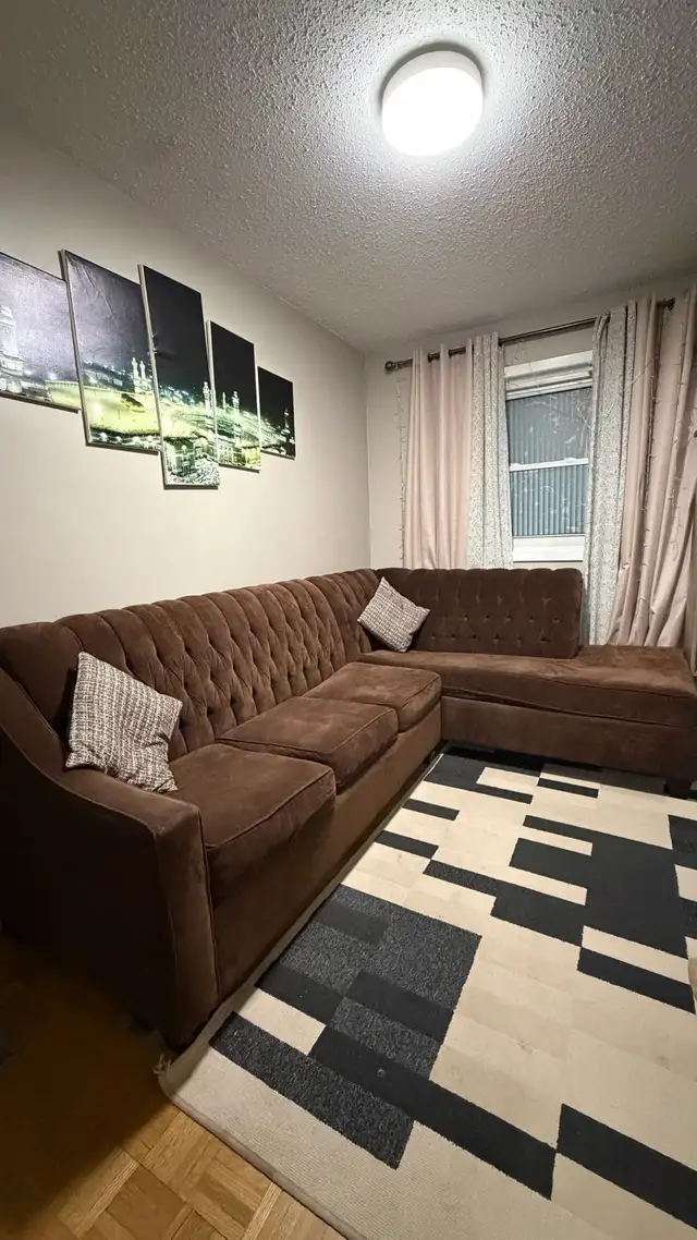 Brown Tufted Sectional Sofa