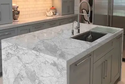 Grey Twilight Quartz Slabs: Premium Kitchen Countertops & Vanity, View more