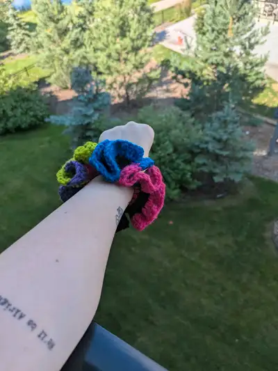 Handmade crochet scrunchies, View more