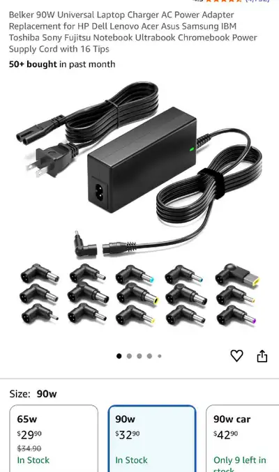 Belker 90W universal laptop charger is a versatile replacement AC power adapter, compatible with var...
