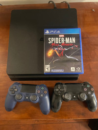 PS4 slim 1tb, comes with 2 controllers and Spider-Man