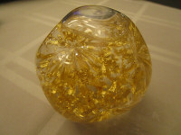 Golden Flow Hand Blown 23 K Gold Freeform Snow Globe