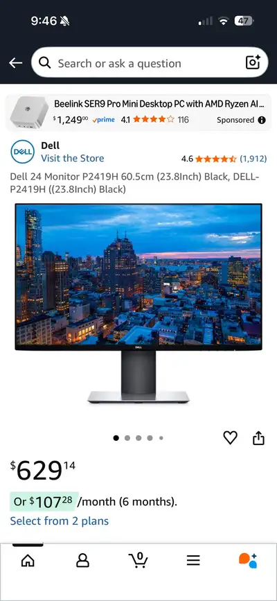 Dell 24 Monitor P2419H 60.5cm (23.8Inch), View more