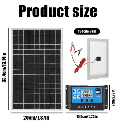 New Solar Panel with Controller (13"x8"), View more