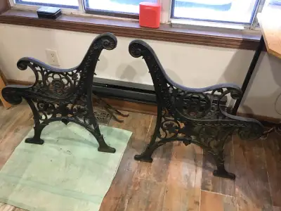 Vintage cast iron bench ends, View more