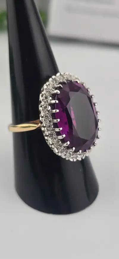 14KT Colour‐Change Sapphire Ring w/ Diamond Accents (#7496), View more