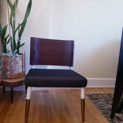 MCM Solid  Carved Wood Backrest Accent Chair, View more