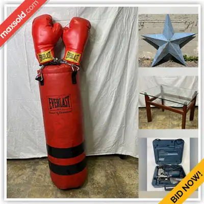 WHAT IS IN THIS AUCTION? This online auction features metal wine rack, tulip chair, Papasan chair fr...