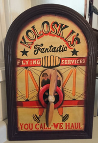Vintage Rare KOLOSKI's Fantastic Flying Services Wooden Sign