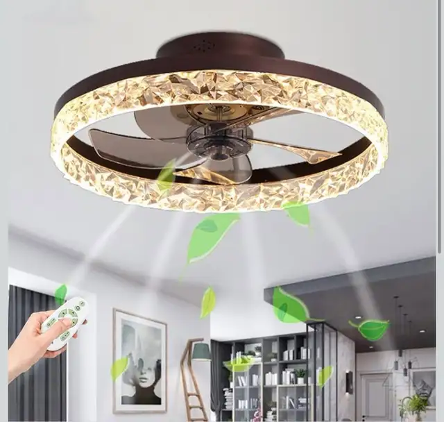 Pendant Lamps for Bedroom 30W LED Ceiling Fan Light Crystal in Indoor Lighting & Fans in Kitchener / Waterloo - Image 2