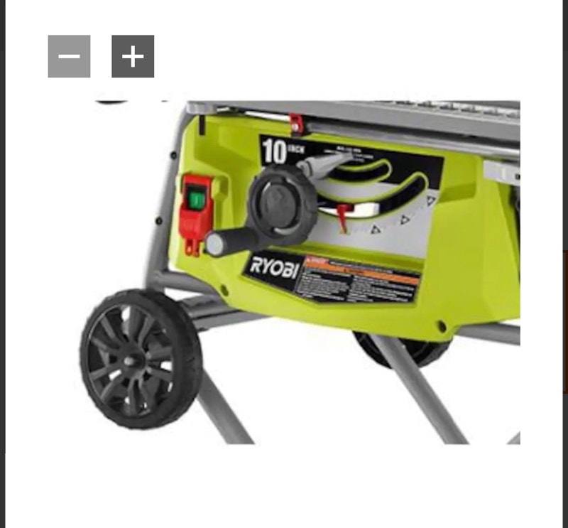 RYOBI 15 Amp 10” Expanded Capacity Table Saw With Rolling Stand Power
