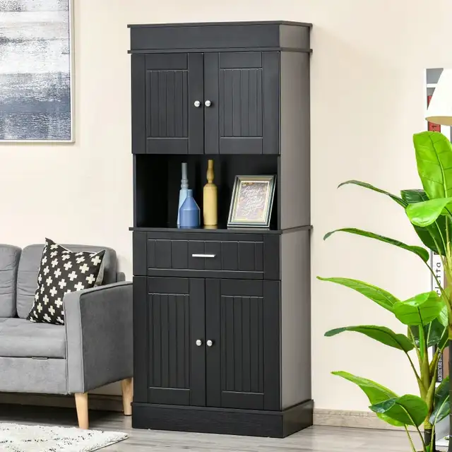 72" Kitchen Pantry Cabinet, Freestanding Buffet with Hutch, Cupb in Hutches & Display Cabinets in Markham / York Region - Image 9