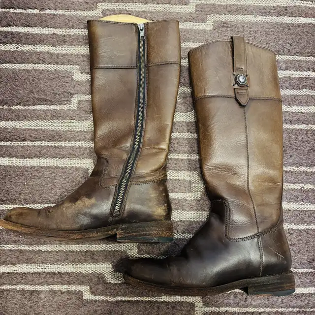 $600 Frye Brown Leather Riding Boots - Size 6