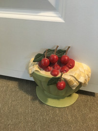 Door stop - heavy iron - basket of cherries