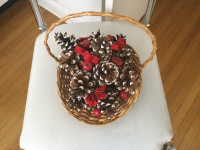 Colourful Holly/Pine Cone Filled Baskets