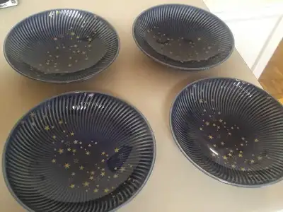 Denby, Pasta-Dinner Bowls, 4, Porcelain Arc Blue Stars - $35.00, View more