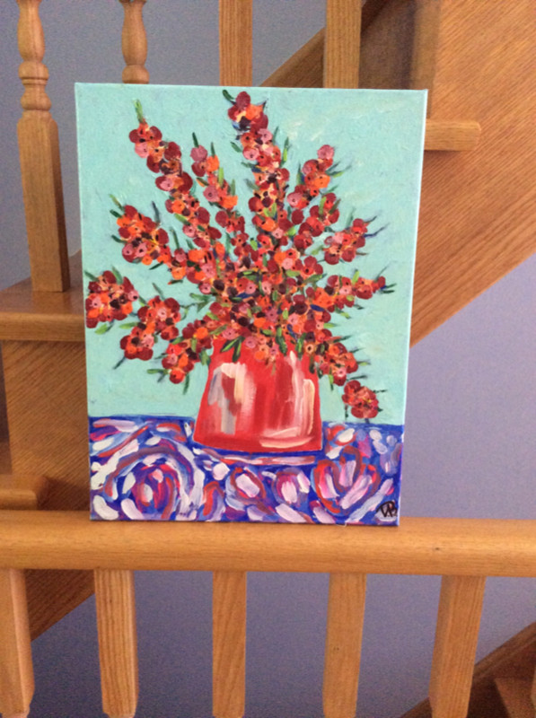 Still Life with Pyracantha Original Acrylic Painting on Canvas in Arts & Collectibles in City of Toronto - Image 2