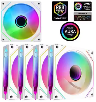 White CPU Cooler Fans ARGB 3 Pin 120mm, View more
