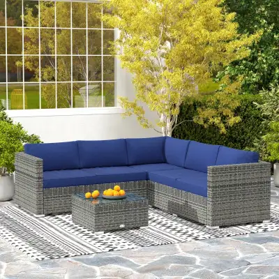  4 Pieces Rattan Wicker Outdoor Conversation Furniture Set, View more
