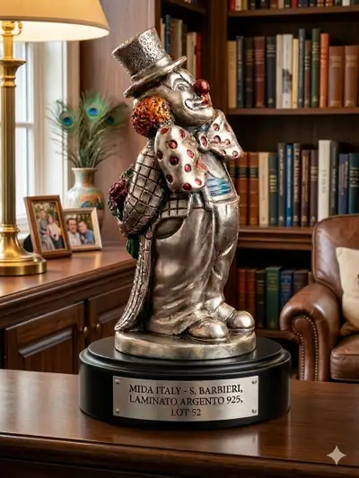 Vng Mida Italy Laminated Sterling Silver Clown by S. Barbieri, View more