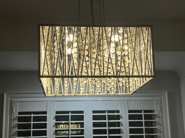 Contemporary Square Chrome & Crystal Pendant Light / Chandelier in Indoor Lighting & Fans in Oakville / Halton Region - Image 3