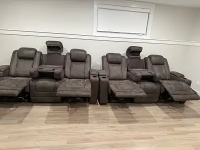 Recliner Theatre Style 6 Seat Sectional of adjusta, View more