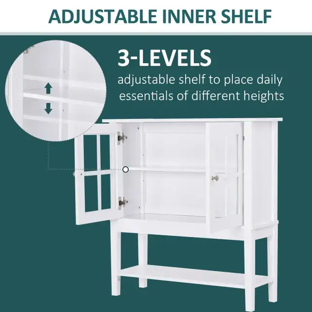 Modern Sideboard Buffet Cabinet Wood Console Table with Glass Do in Hutches & Display Cabinets in Markham / York Region - Image 5