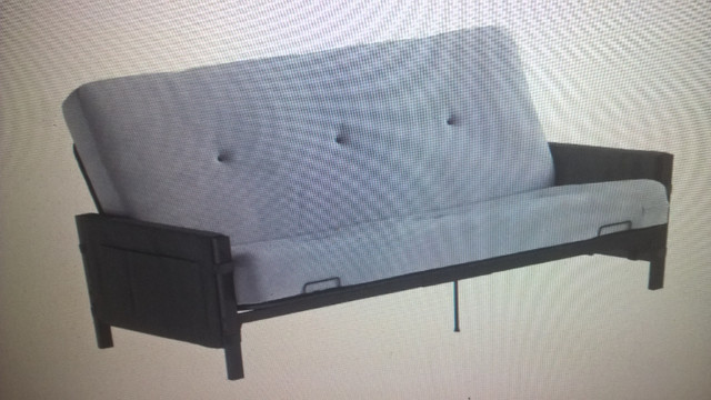 Metal Storage Futon Frame with 6” Full Size Futon Mattress, Gray in Couches & Futons in Bedford