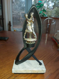 Vintage 11.5" by 6" metal sculpture of Dancing Couple on marble